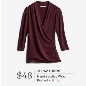 41 Hawthorn Henri Splice Wrap Ruched Knit Top